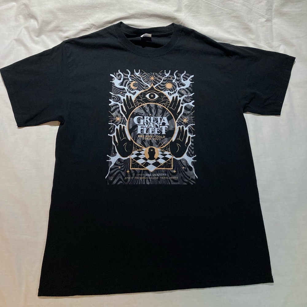 Greta Van Fleet Dreams in Gold Tour T-shirt, Vienne France, size large
